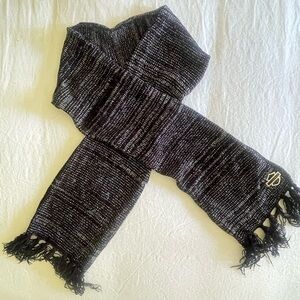 Harley Davidson Black and metallic silver Fringed Scarf